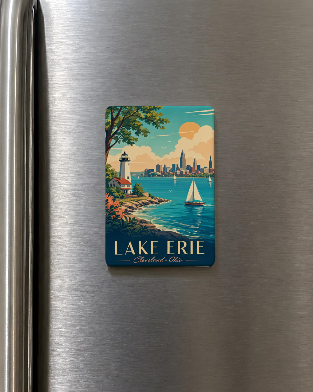 Lake Erie Fridge Magnet, Great Lakes Souvenir Magnet, Ohio Pennsylvania New York Travel Keepsake, Lake Erie Gift
