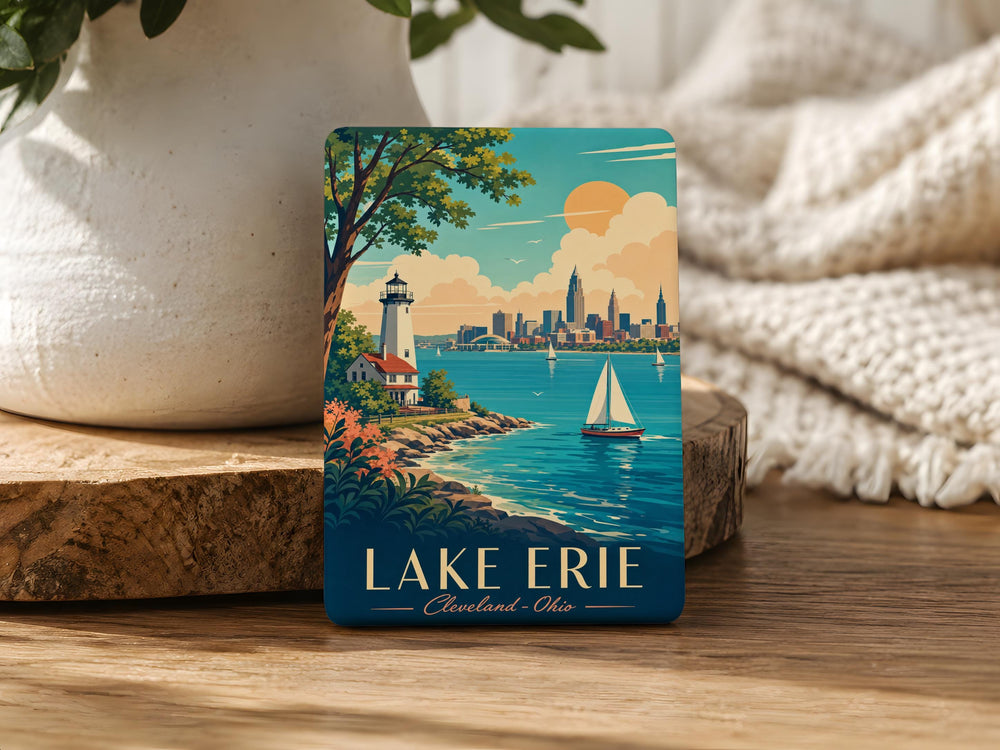 Lake Erie Fridge Magnet, Great Lakes Souvenir Magnet, Ohio Pennsylvania New York Travel Keepsake, Lake Erie Gift