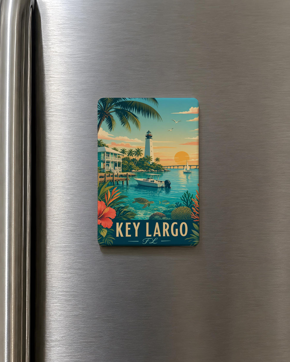 Key Largo Florida Fridge Magnet, Key Largo FL Souvenir Magnet, Florida Keys Travel Gift, Beach Vacation Keepsake Magnet