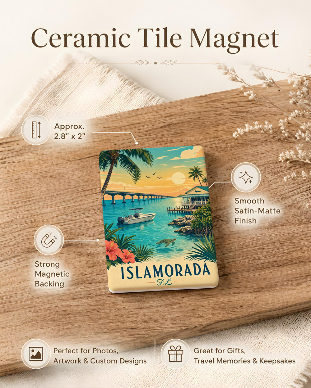 Islamorada FL Fridge Magnet, Florida Keys Souvenir Magnet, Islamorada Florida Travel Gift, Coastal Island Vacation Keepsake Magnet