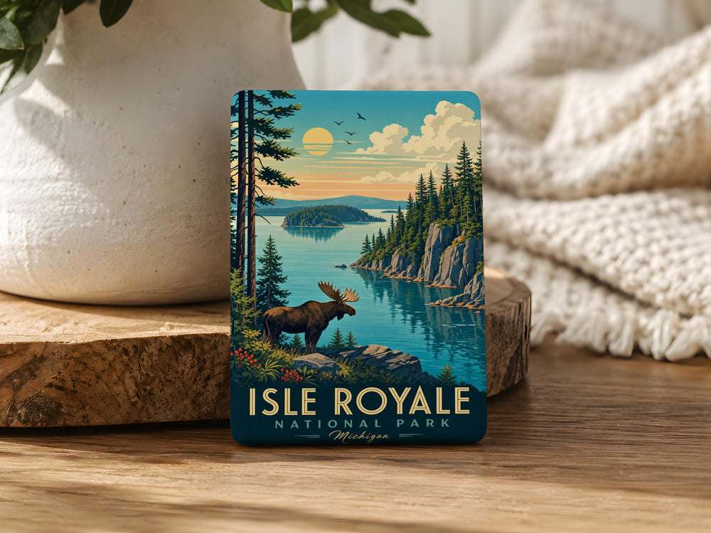 Isle Royale National Park Fridge Magnet, Michigan Lake Superior Island Wilderness Souvenir Magnet, Outdoor Adventure Travel Gift