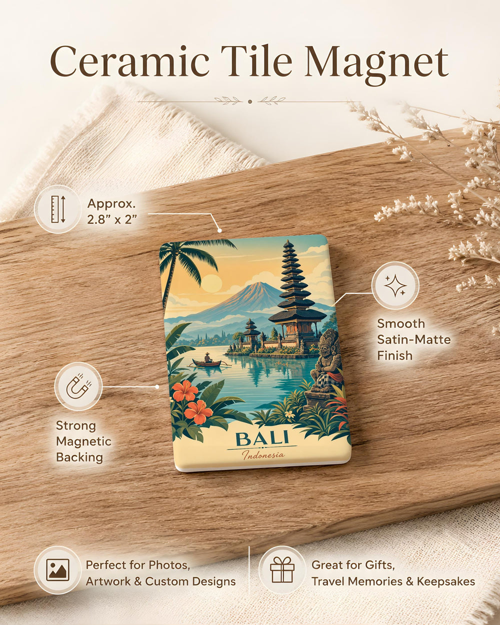 Indonesia Fridge Magnet, Indonesia Souvenir Magnet, Indonesia Travel Gift, Jakarta Bali Lombok Java Sumatra Map Landmark Magnet