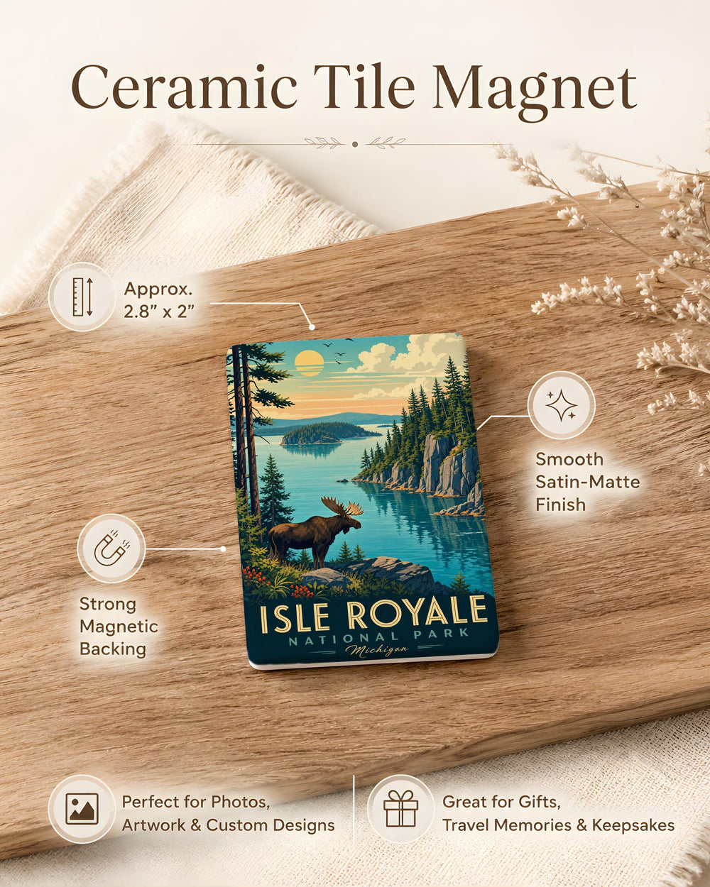 Isle Royale National Park Fridge Magnet, Michigan Lake Superior Island Wilderness Souvenir Magnet, Outdoor Adventure Travel Gift