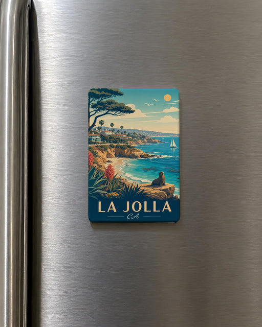 La Jolla CA Fridge Magnet, La Jolla California Souvenir Magnet, Coastal San Diego Gift, Beach Town Travel Keepsake Magnet
