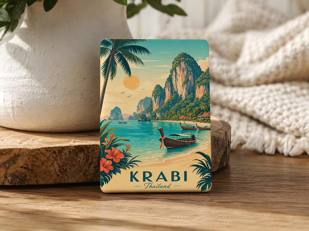 Krabi Thailand Fridge Magnet, Krabi Beach Souvenir Magnet, Thailand Travel Gift, Krabi Province Vacation Keepsake Magnet
