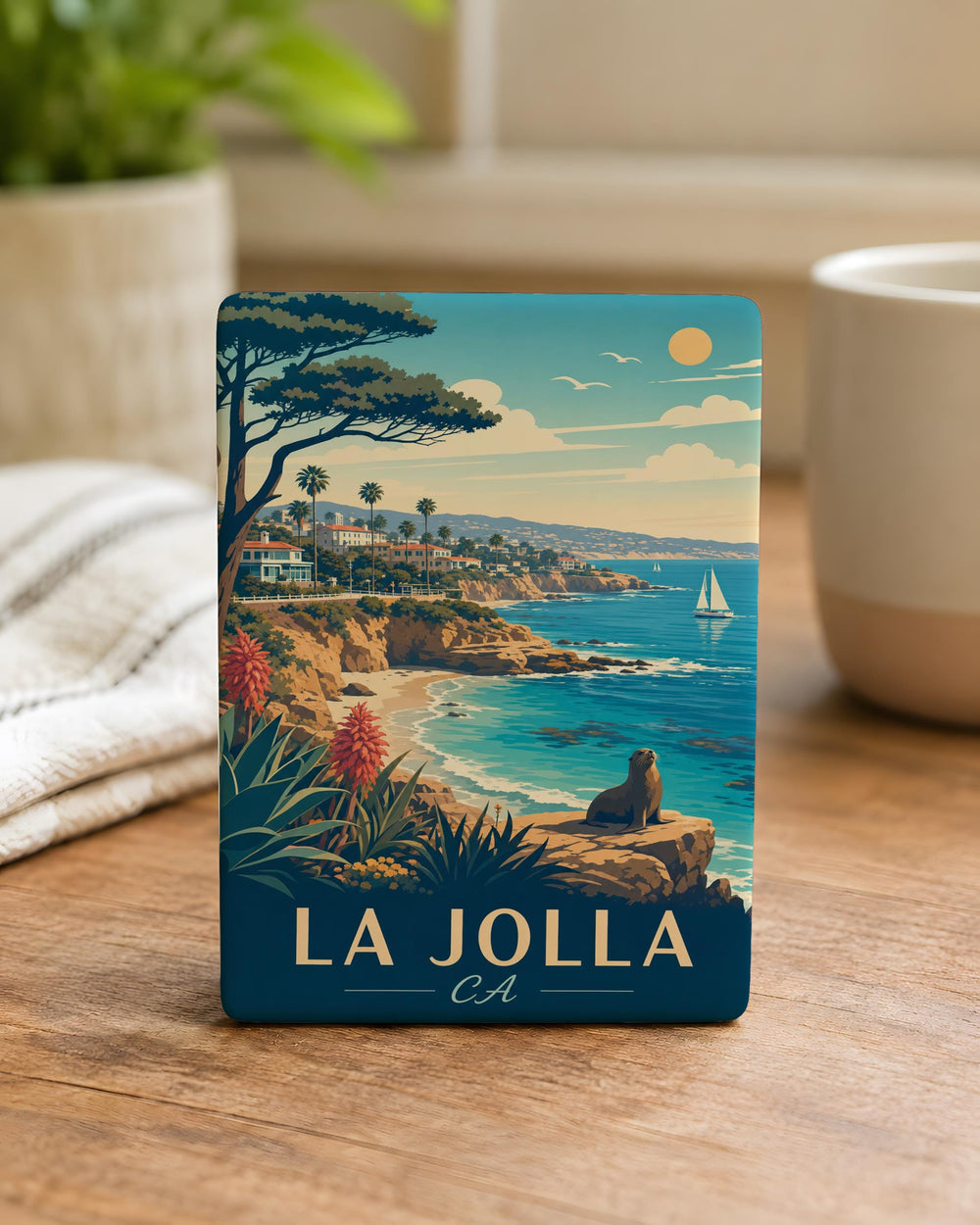 La Jolla CA Fridge Magnet, La Jolla California Souvenir Magnet, Coastal San Diego Gift, Beach Town Travel Keepsake Magnet