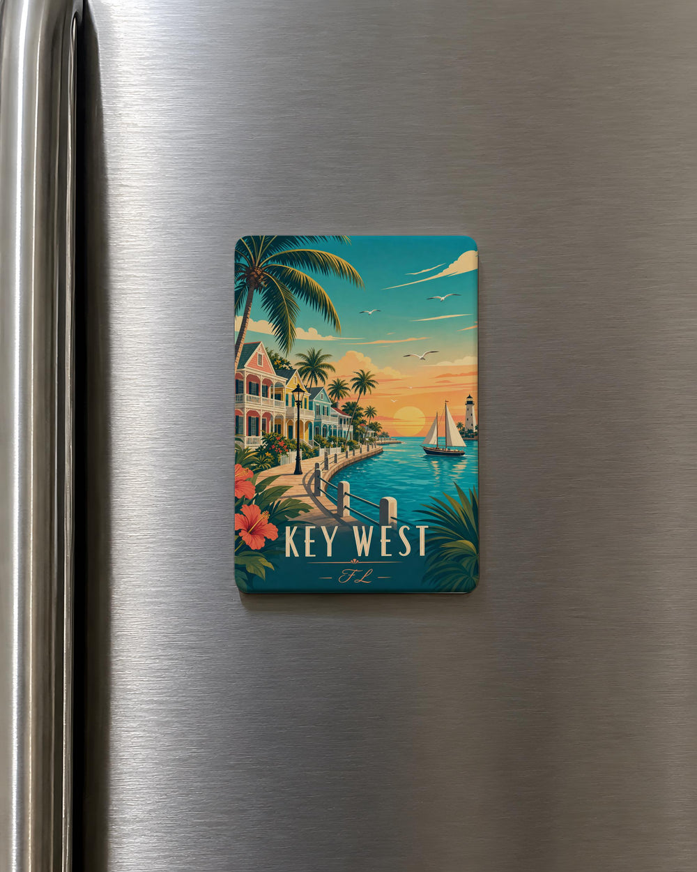 Key West FL Fridge Magnet, Key West Florida Souvenir Magnet, Key West Island Vacation Travel Gift, USA Destination Magnet