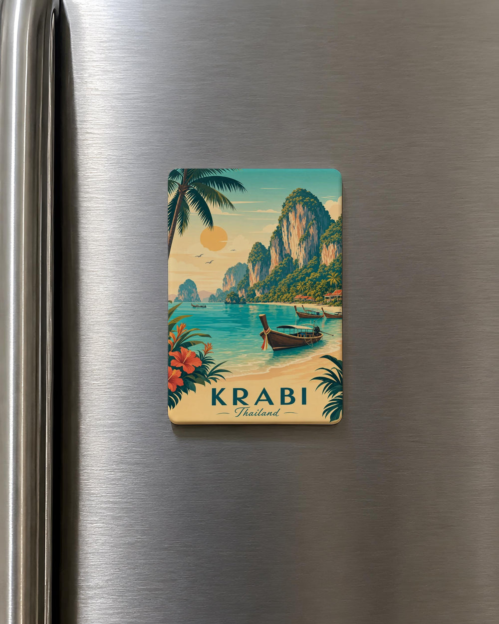 Krabi Thailand Fridge Magnet, Krabi Beach Souvenir Magnet, Thailand Travel Gift, Krabi Province Vacation Keepsake Magnet
