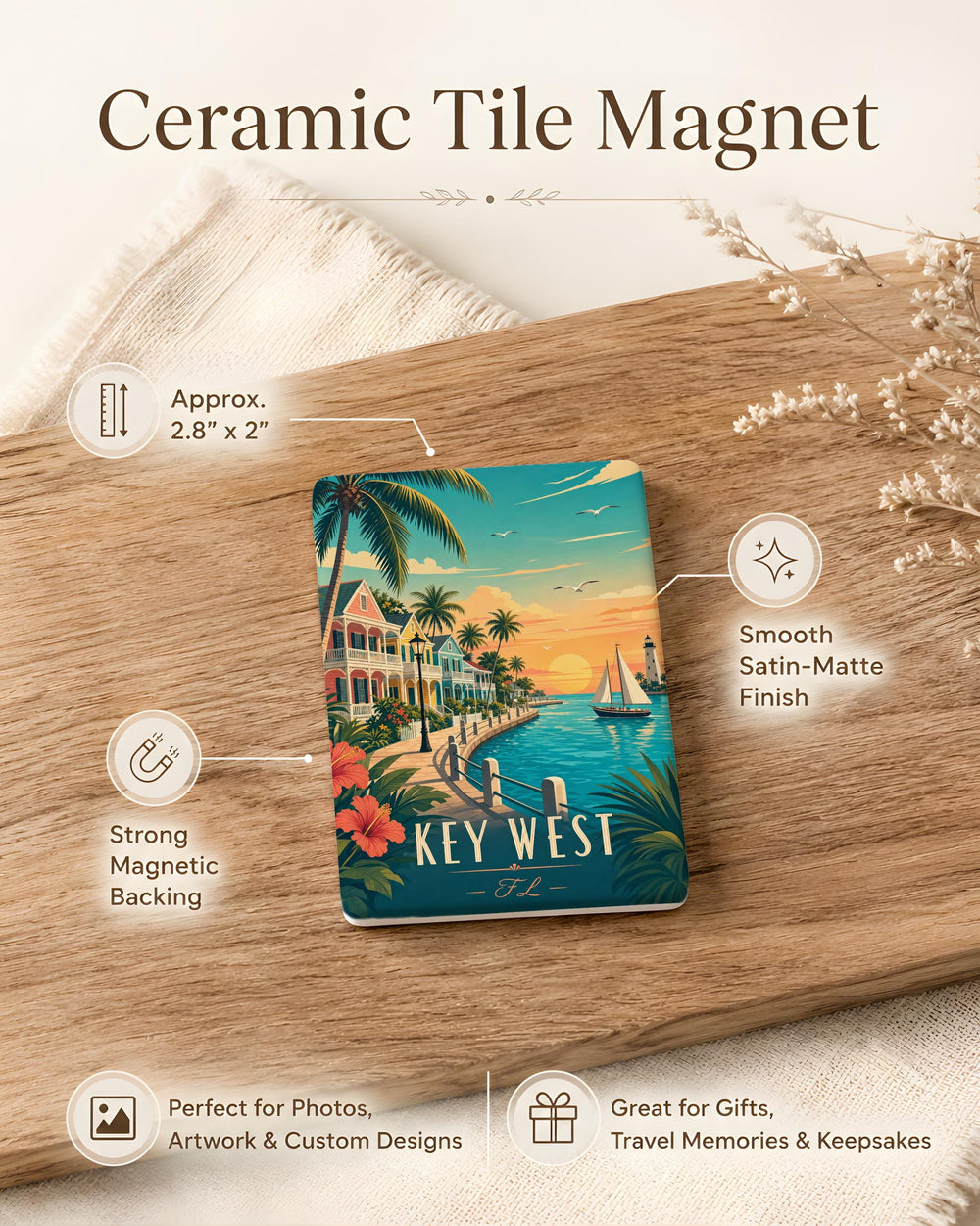 Key West FL Fridge Magnet, Key West Florida Souvenir Magnet, Key West Island Vacation Travel Gift, USA Destination Magnet