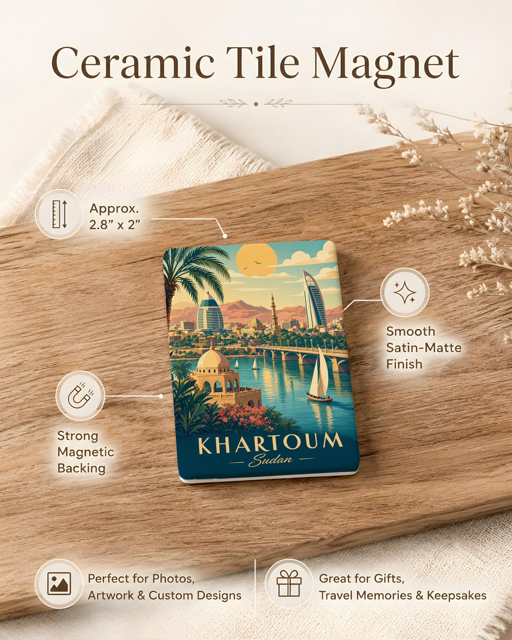 Khartoum Sudan Fridge Magnet, Khartoum City Souvenir Magnet, Sudan Travel Gift, Khartoum Landmark Magnet, Africa Keepsake Magnet