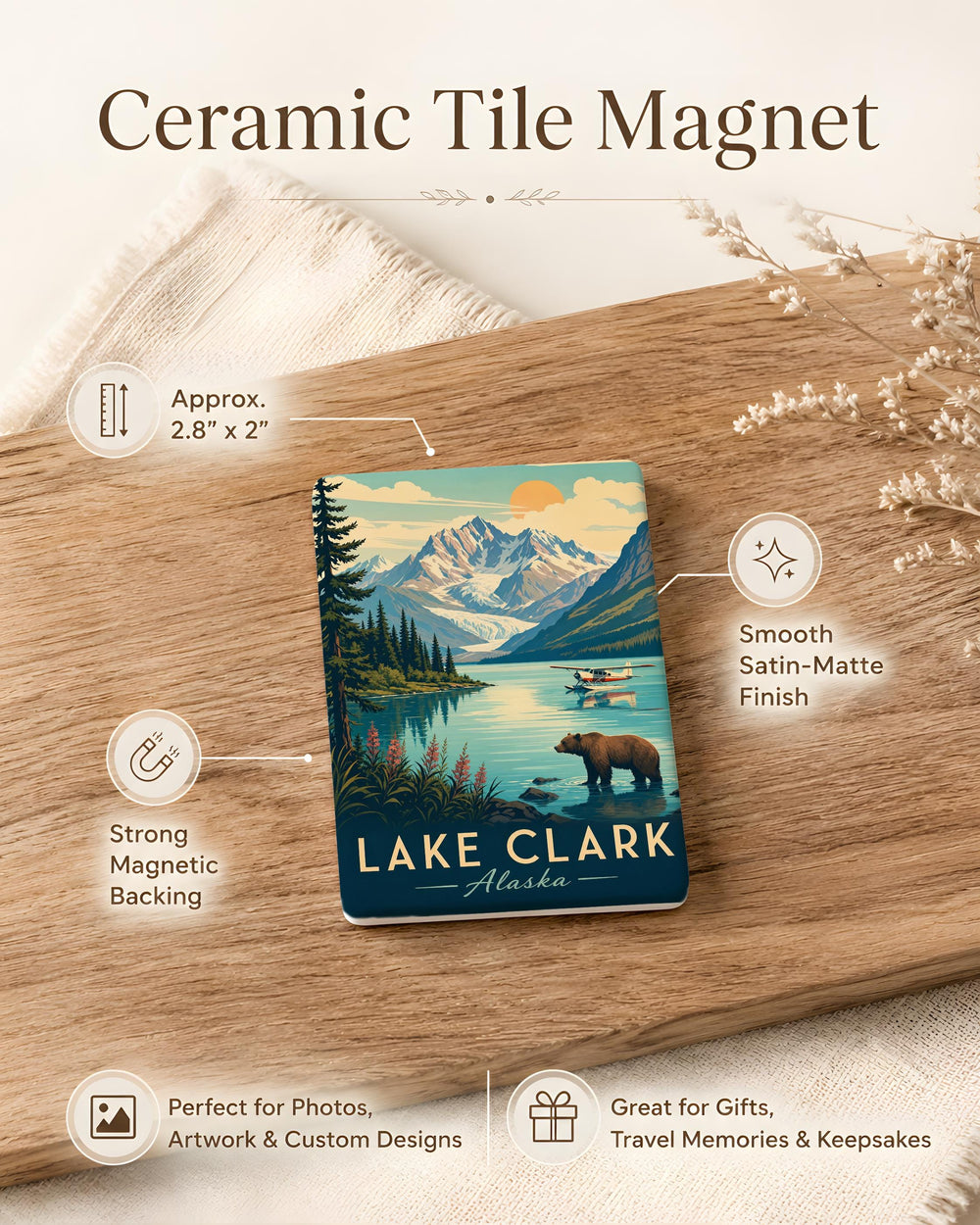 Lake Clark National Park Fridge Magnet, Alaska Wilderness Souvenir, Scenic Park Landmark Travel Keepsake Gift