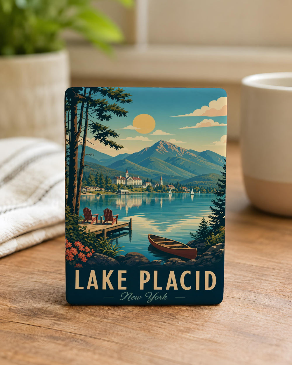 Lake Placid NY Fridge Magnet, Adirondack Mountains Souvenir, Lake Placid New York Travel Gift, Vacation Keepsake Magnet
