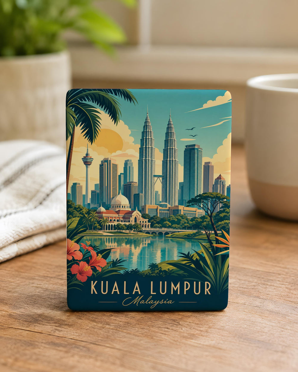 Kuala Lumpur Malaysia Fridge Magnet, Petronas Twin Towers Souvenir, Malaysian Travel Landmark Keepsake Magnet