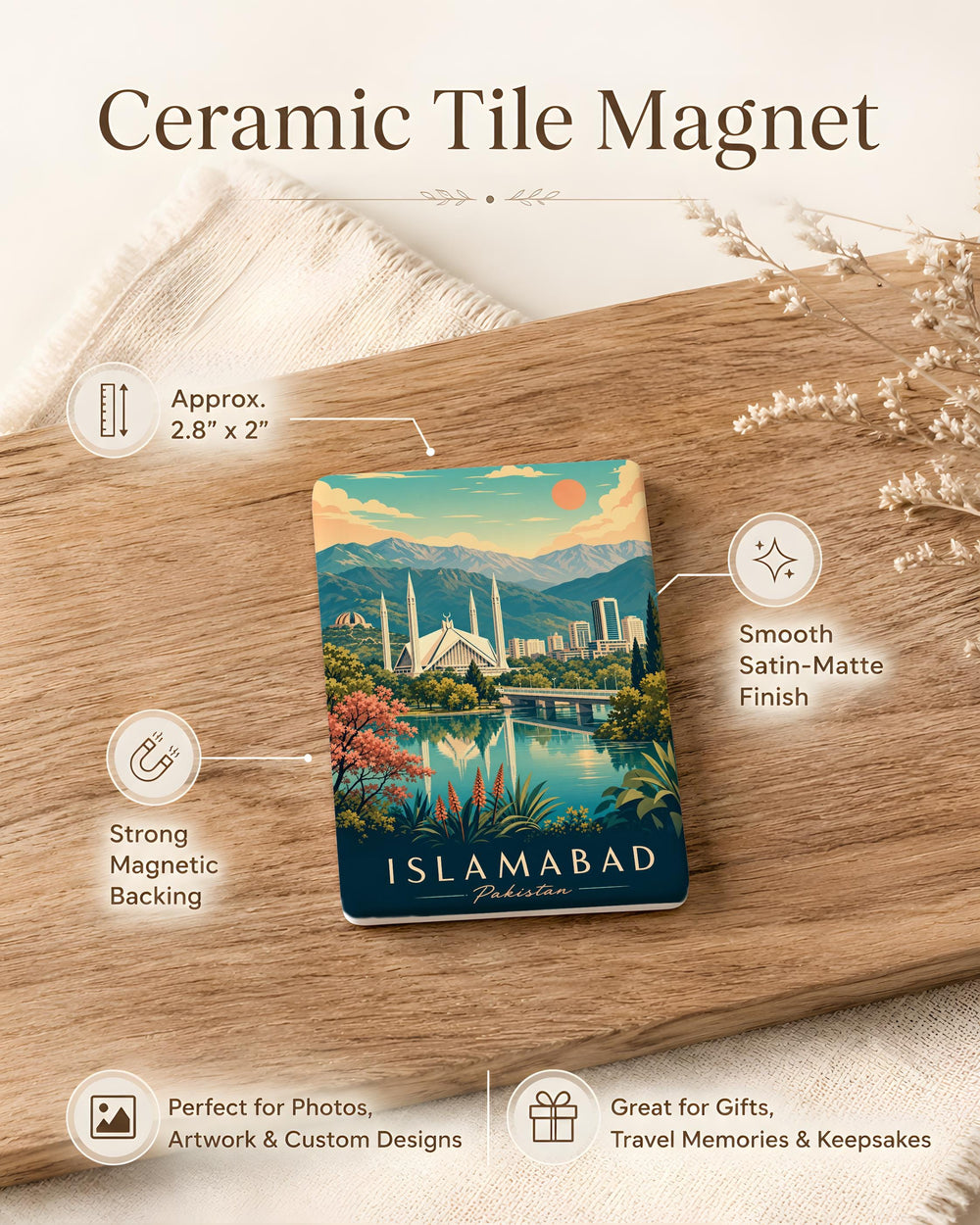 Islamabad Pakistan Fridge Magnet, Islamabad City Souvenir Magnet, Pakistan Travel Gift, Islamabad Landmark Magnet