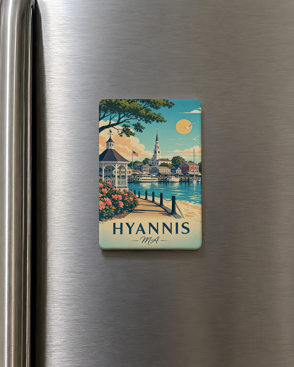 Hyannis MA Fridge Magnet, Cape Cod Massachusetts Souvenir Magnet, Hyannis Harbor Beach Town Travel Gift, New England Keepsake