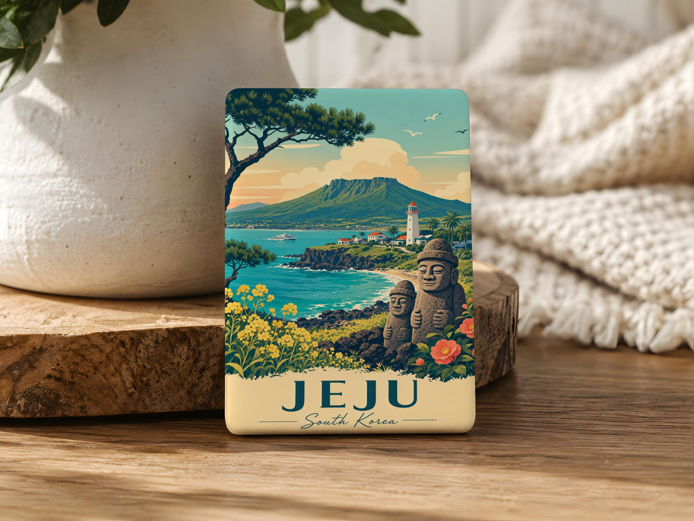Jeju South Korea Fridge Magnet, Jeju Island Souvenir Magnet, Jeju Travel Gift, Korea Vacation Keepsake, Island Landmark Magnet