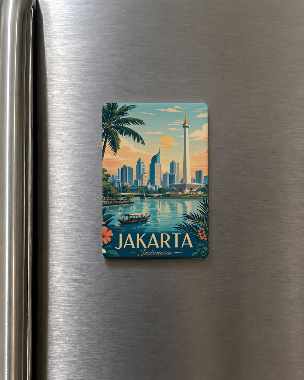 Jakarta Indonesia Fridge Magnet, Jakarta Skyline Souvenir, Indonesia Travel Gift, Jakarta City Landmark Magnet