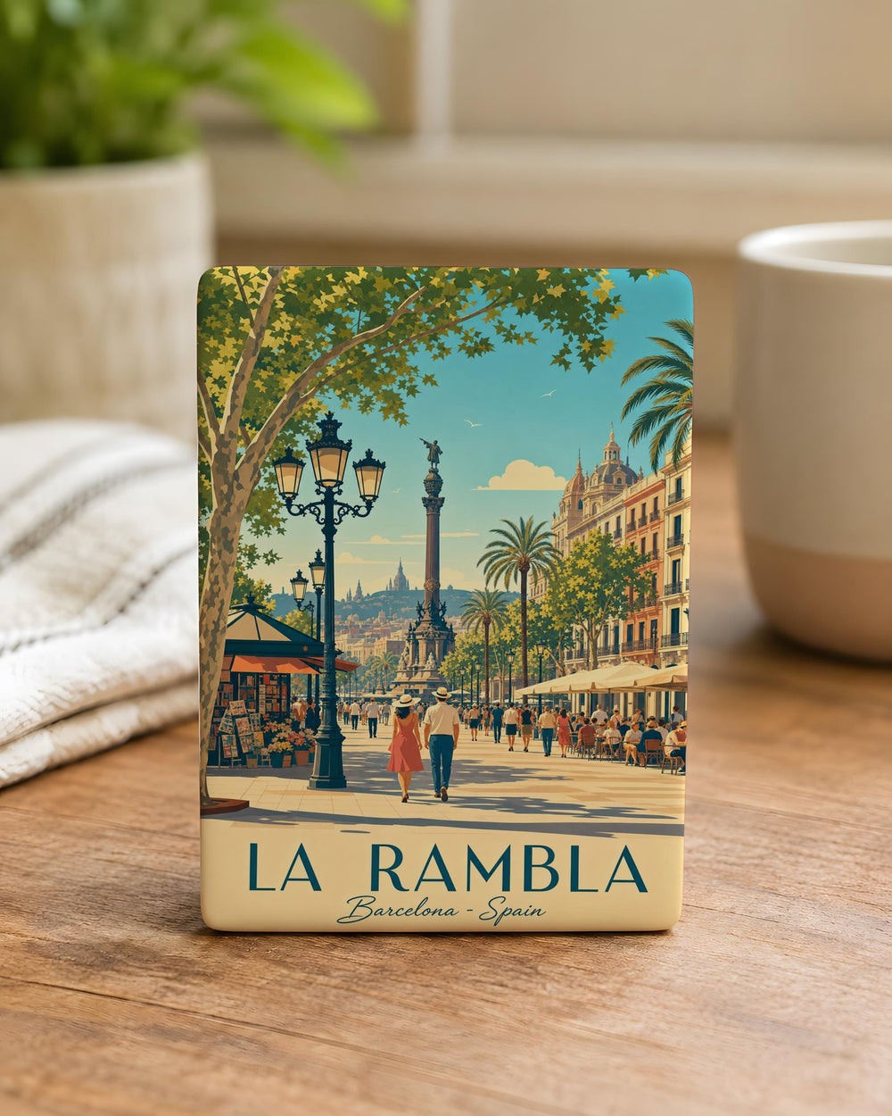 La Rambla Barcelona Fridge Magnet, Las Ramblas Street Landmark Souvenir Magnet, Spain Travel Gift Refrigerator Magnet