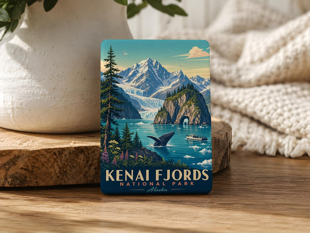 Kenai Fjords National Park Fridge Magnet, Alaska Glacier and Coastal Mountains Souvenir Magnet, Seward Alaska Travel Gift