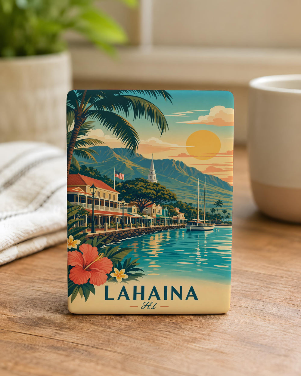 Lahaina HI Fridge Magnet, Lahaina Hawaii Souvenir Magnet, Maui Island Travel Keepsake, Lahaina Landmark Gift