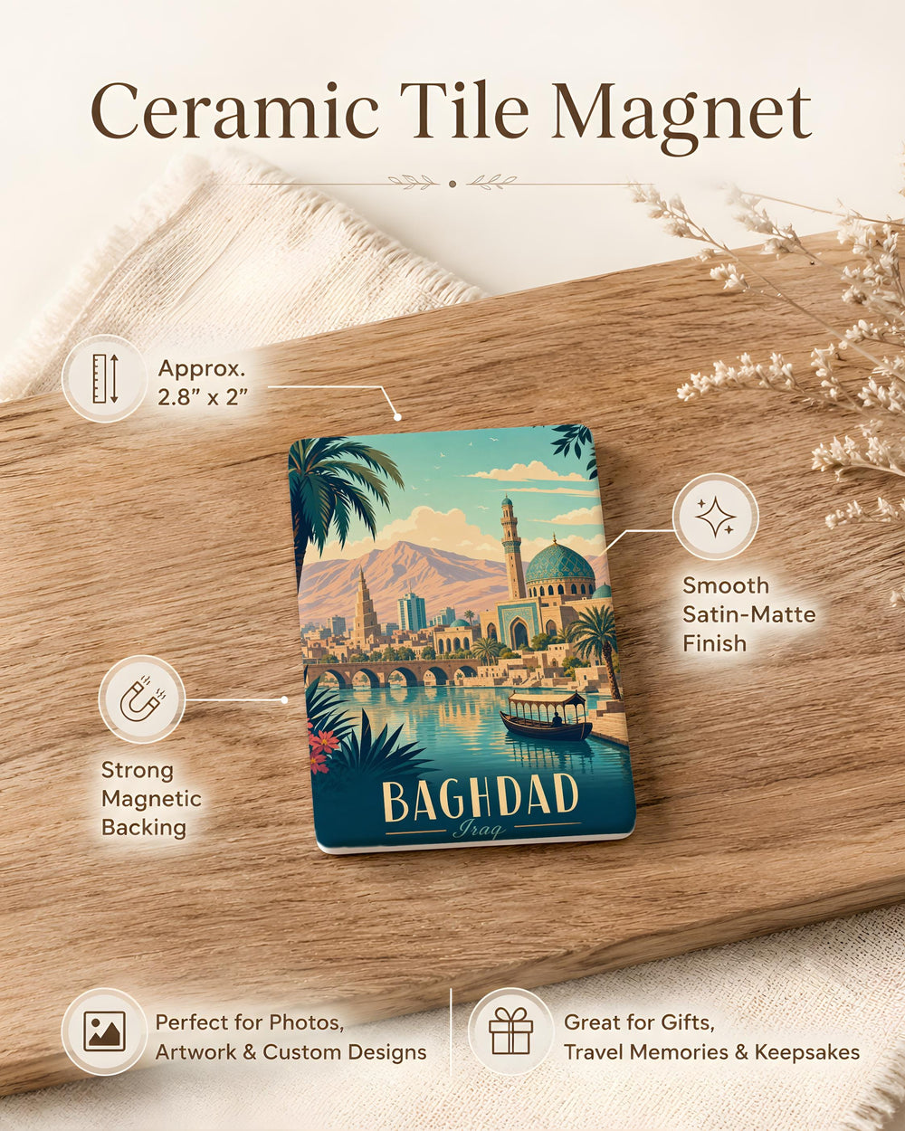 Iraq Fridge Magnet, Iraq Map Souvenir Magnet, Iraq Travel Gift, Iraq Country Magnet, Middle East Kitchen Magnet