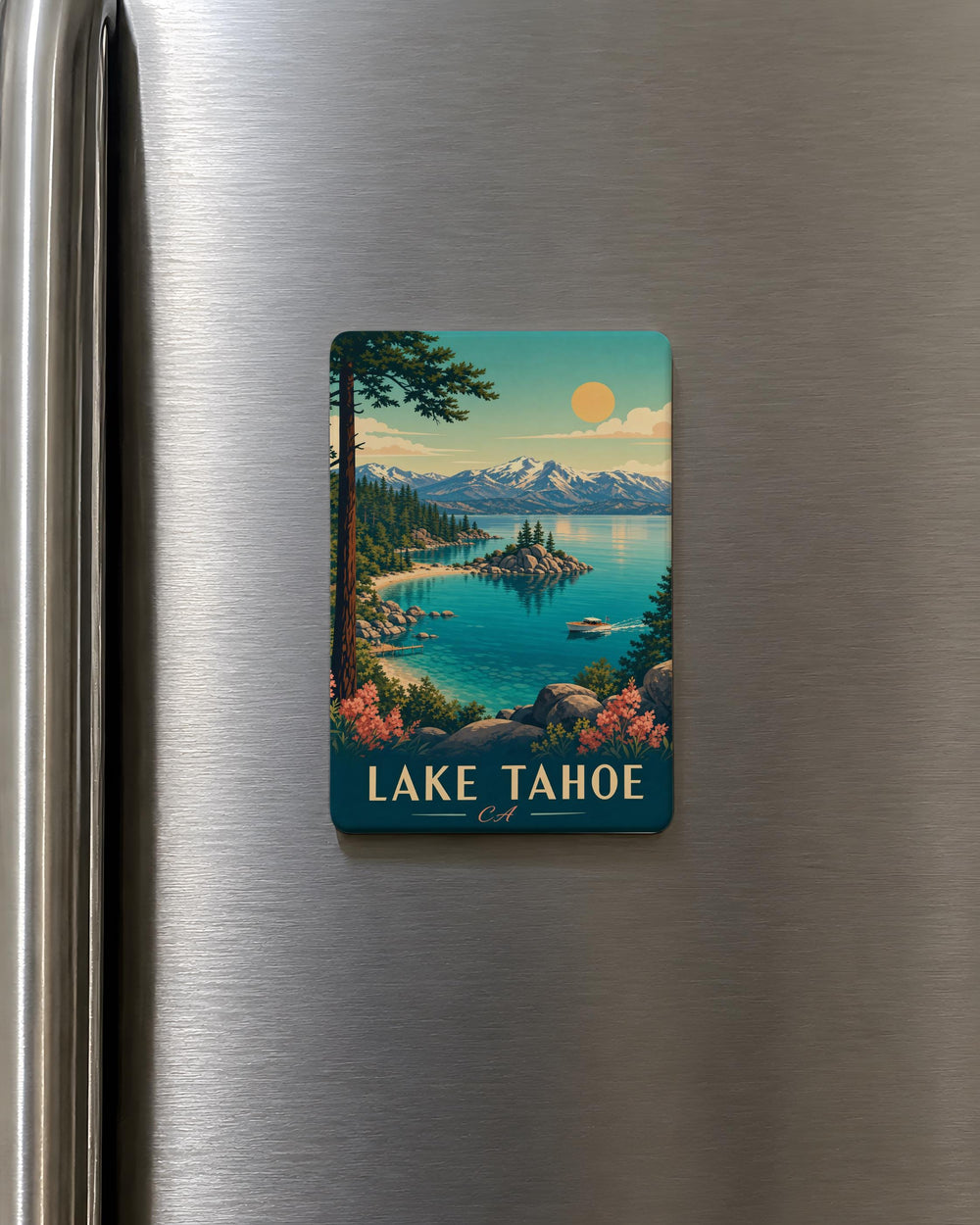 Lake Tahoe California Fridge Magnet, Lake Tahoe CA Souvenir Magnet, Tahoe Lake Travel Keepsake, Sierra Nevada Landmark Gift