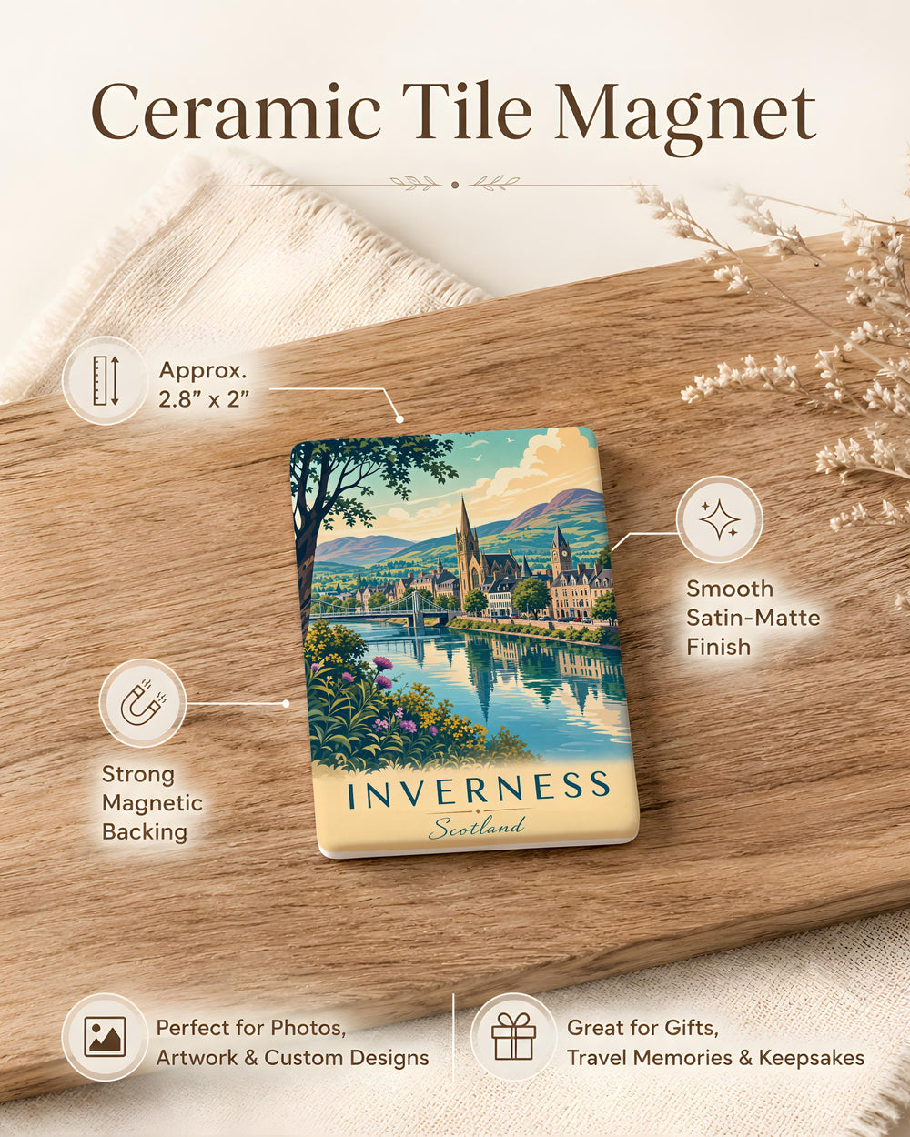Inverness Scotland Fridge Magnet, Inverness City Souvenir Magnet, Scottish Highlands Travel Gift, Scotland Keepsake Magnet