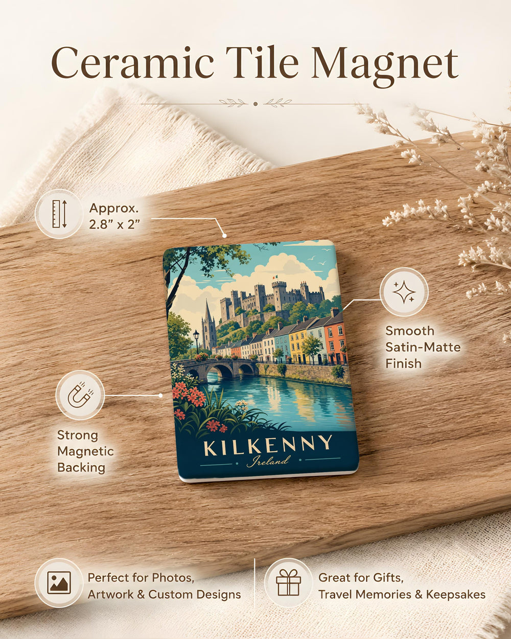 Kilkenny Ireland Fridge Magnet, Kilkenny City Souvenir Magnet, Irish Travel Keepsake, Ireland Landmark Gift