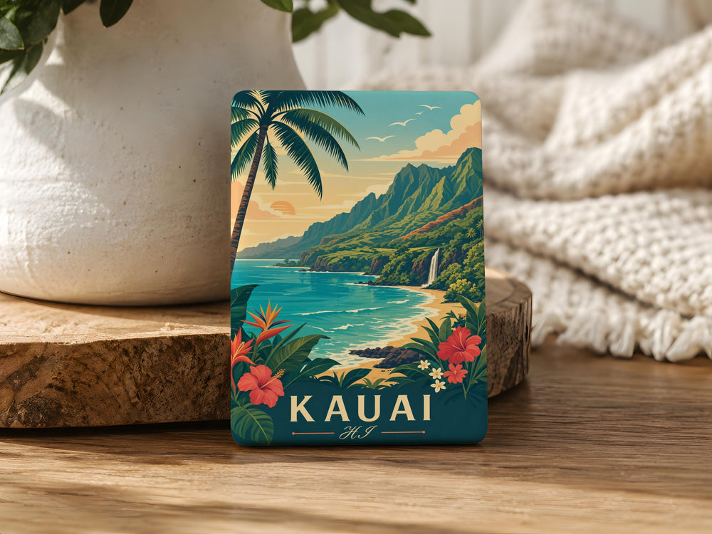 Kauai Hawaii Fridge Magnet, Kauai HI Souvenir Magnet, Hawaiian Island Travel Gift, Kauai Vacation Keepsake, Island Decor Magnet