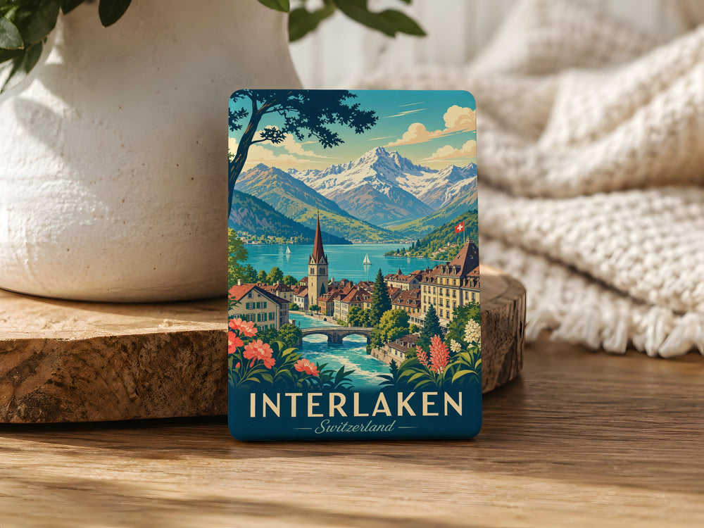 Interlaken Switzerland Fridge Magnet, Interlaken Souvenir Magnet, Swiss Alps Travel Gift, Switzerland Keepsake Magnet