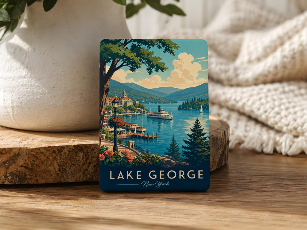 Lake George NY Fridge Magnet, Lake George New York Souvenir Magnet, Adirondack Lake Travel Gift, Vacation Keepsake Magnet