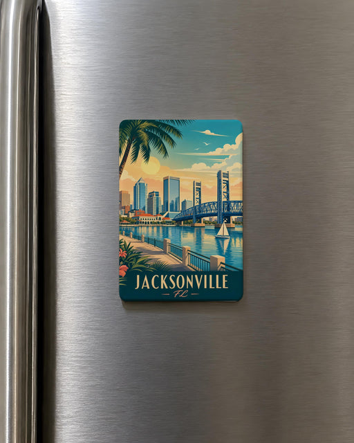 Jacksonville FL Fridge Magnet, Jacksonville Florida Souvenir Magnet, Jacksonville Beach Travel Gift, Florida Vacation Keepsake Magnet