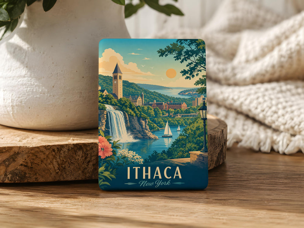 Ithaca NY Fridge Magnet, Ithaca New York Souvenir Magnet, Finger Lakes Travel Gift, College Town Keepsake Magnet