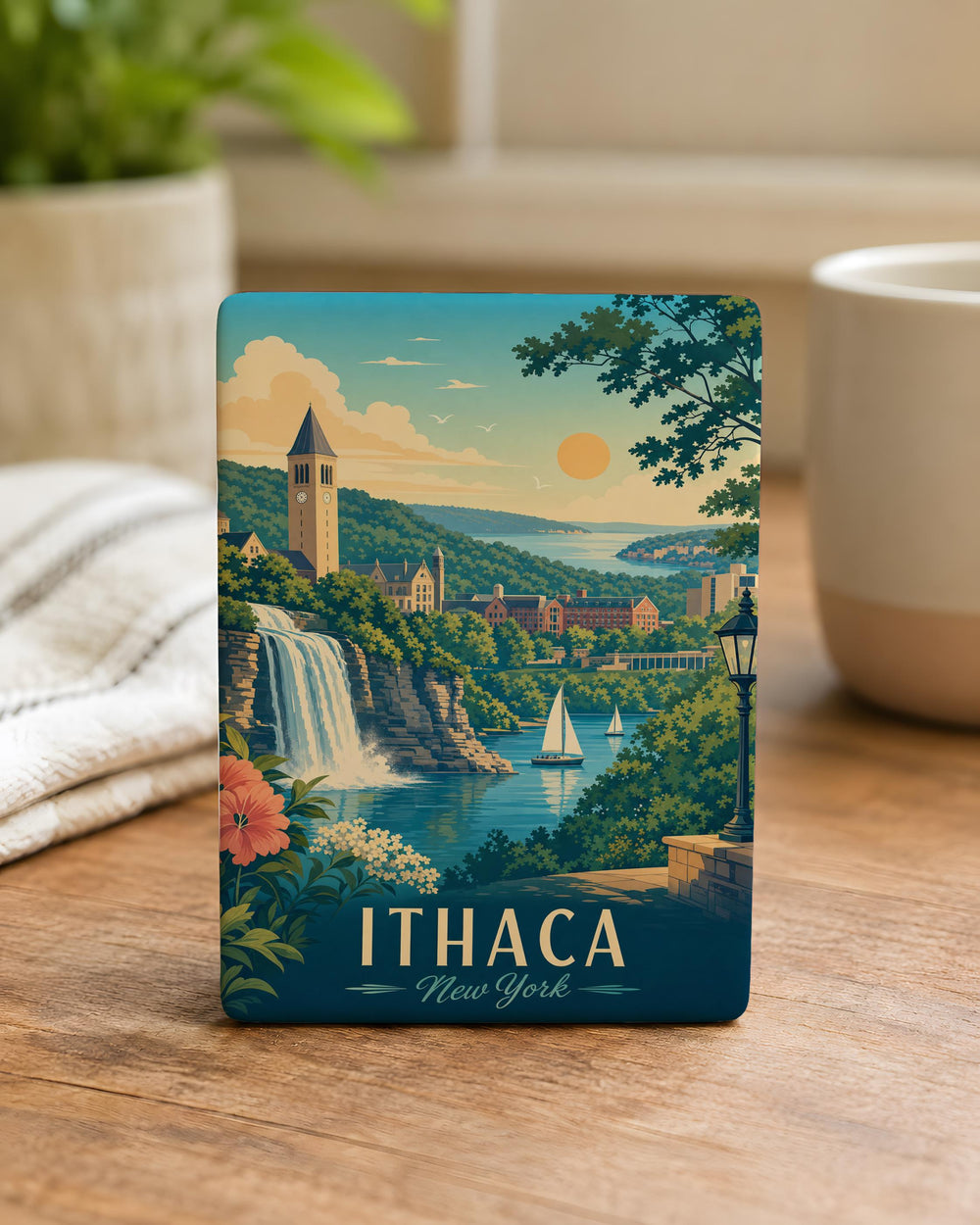 Ithaca NY Fridge Magnet, Ithaca New York Souvenir Magnet, Finger Lakes Travel Gift, College Town Keepsake Magnet
