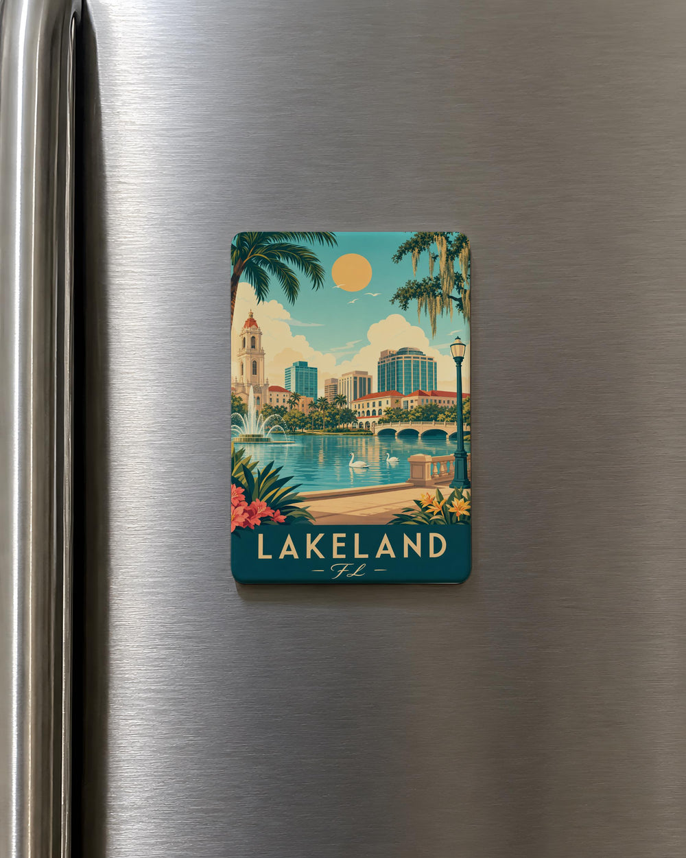 Lakeland Florida Fridge Magnet, Lakeland FL Souvenir Magnet, Florida Travel Gift, Lake Country Home Decor Magnet