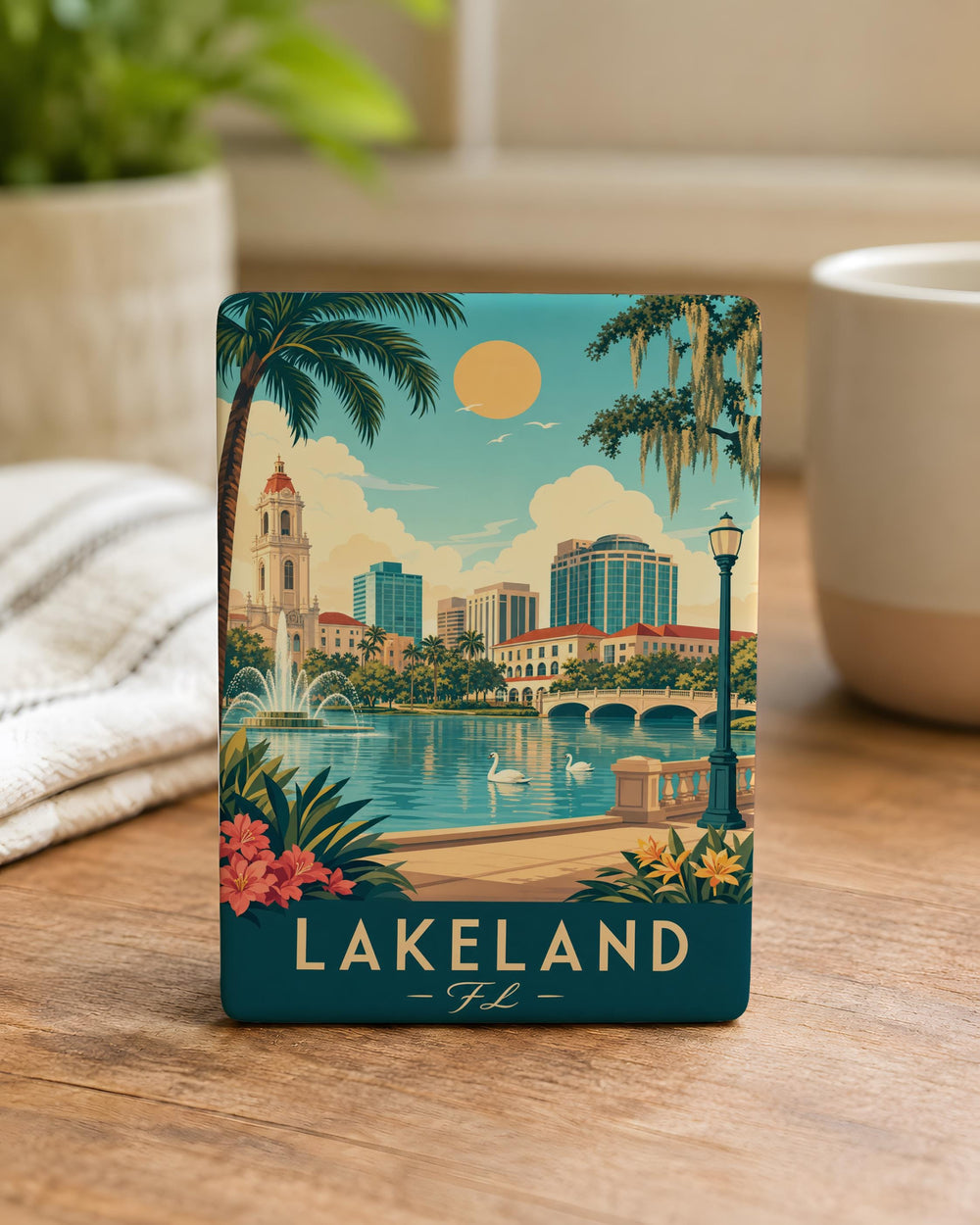 Lakeland Florida Fridge Magnet, Lakeland FL Souvenir Magnet, Florida Travel Gift, Lake Country Home Decor Magnet