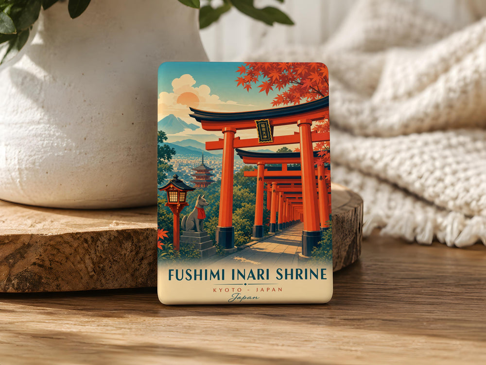 Fushimi Inari Shrine Fridge Magnet, Kyoto Japan Torii Gate Path Souvenir Magnet, Japanese Shrine Landmark Magnet