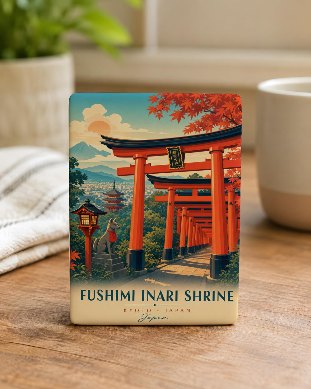 Fushimi Inari Shrine Fridge Magnet, Kyoto Japan Torii Gate Path Souvenir Magnet, Japanese Shrine Landmark Magnet