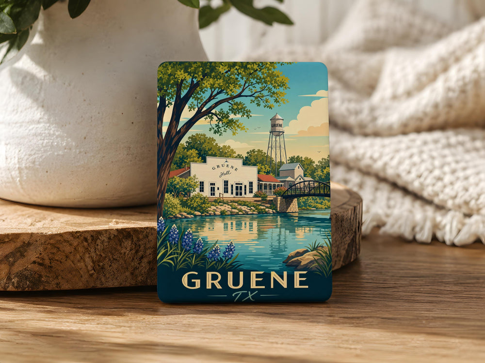 Gruene TX Fridge Magnet, Gruene Texas Souvenir Magnet, Texas Hill Country Travel Keepsake, Small Town Texas Gift