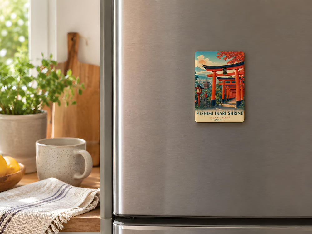 Fushimi Inari Shrine Fridge Magnet, Kyoto Japan Torii Gate Path Souvenir Magnet, Japanese Shrine Landmark Magnet