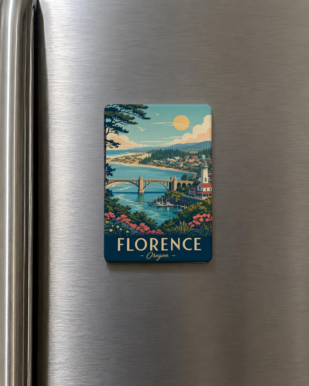 Florence Oregon Fridge Magnet, Florence OR Souvenir Magnet, Coastal Oregon Travel Gift, Pacific Northwest Keepsake Magnet
