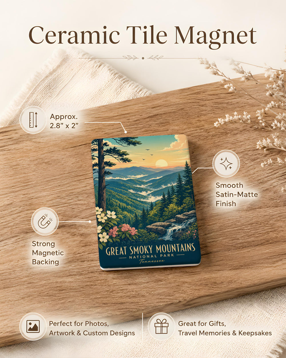Great Smoky Mountains National Park Fridge Magnet, Tennessee North Carolina Souvenir, Mountain Landscape Travel Keepsake Magnet