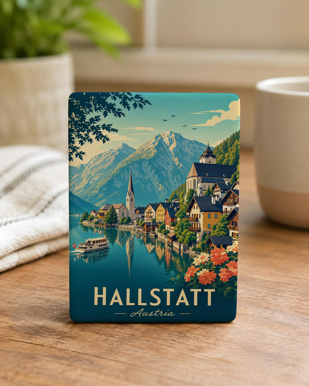 Hallstatt Austria Fridge Magnet, Hallstatt Village Lake and Mountain Souvenir Magnet, Austrian Alps Travel Keepsake Magnet