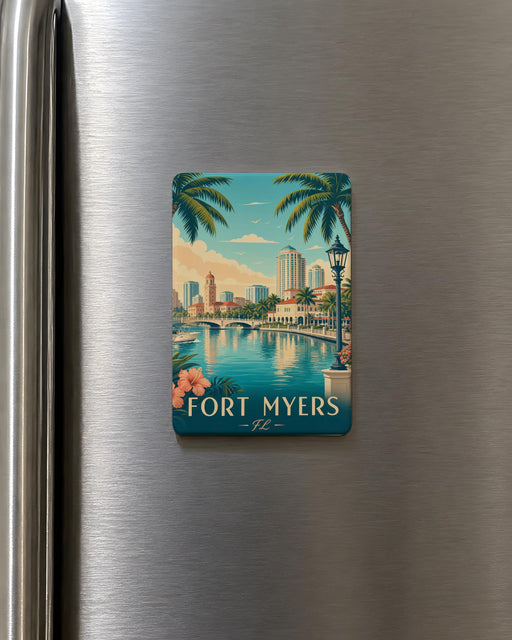 Fort Myers FL Fridge Magnet, Fort Myers Florida Souvenir Magnet, Coastal City Travel Gift, Beach Vacation Keepsake Magnet