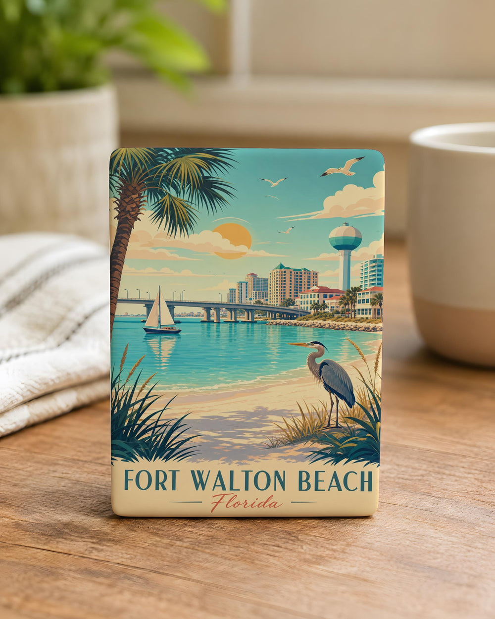 Fort Walton Beach FL Fridge Magnet, Florida Beach Souvenir Magnet, Coastal Vacation Travel Gift Magnet