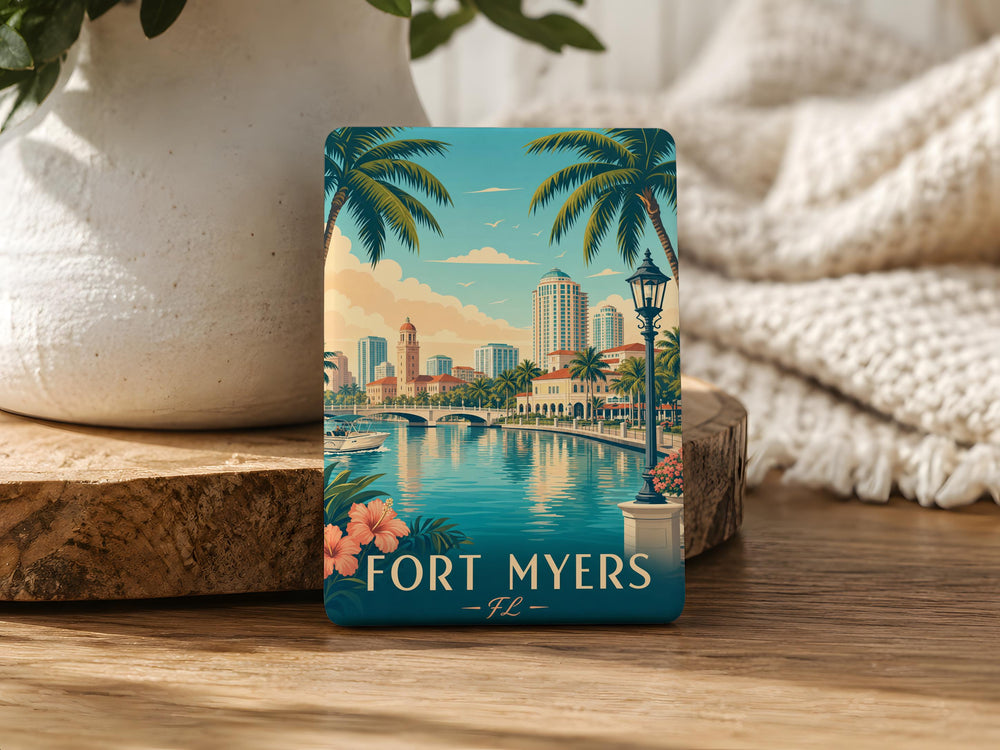 Fort Myers FL Fridge Magnet, Fort Myers Florida Souvenir Magnet, Coastal City Travel Gift, Beach Vacation Keepsake Magnet