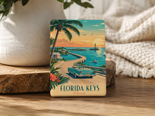 Florida Keys Fridge Magnet, Key West Souvenir Magnet, Overseas Highway Island Chain Travel Keepsake, Coastal Florida Gift