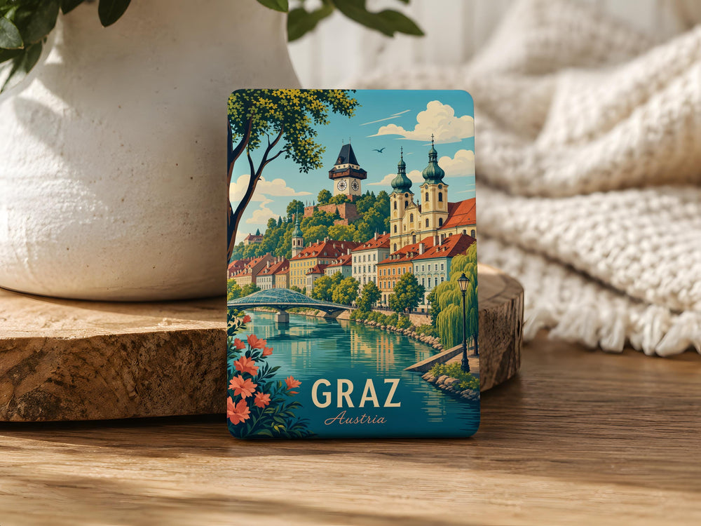Graz Austria Fridge Magnet, Graz City Souvenir Magnet, Austrian Travel Gift, Graz Landmark Keepsake Magnet