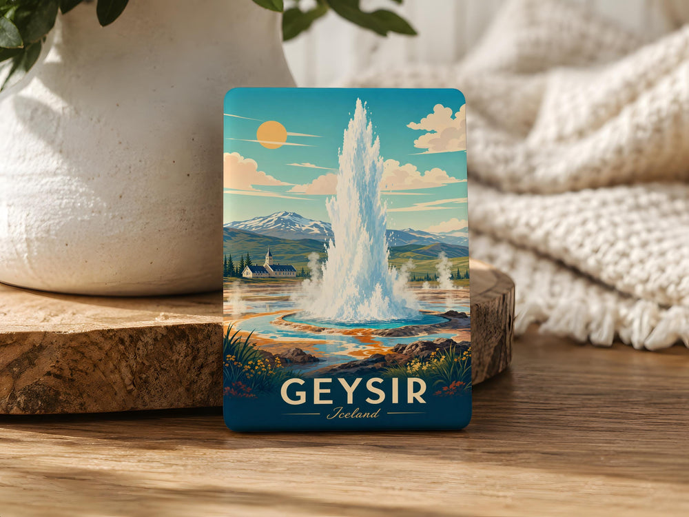 Geysir Fridge Magnet, Iceland Geyser Souvenir Magnet, Geothermal Hot Spring Travel Gift, Iceland Landmark Kitchen Magnet