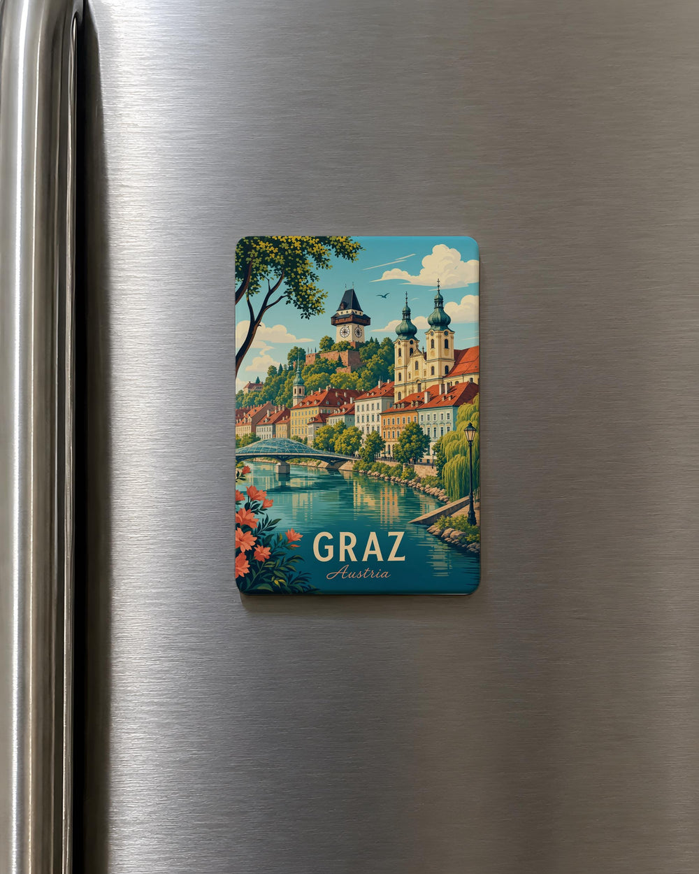 Graz Austria Fridge Magnet, Graz City Souvenir Magnet, Austrian Travel Gift, Graz Landmark Keepsake Magnet